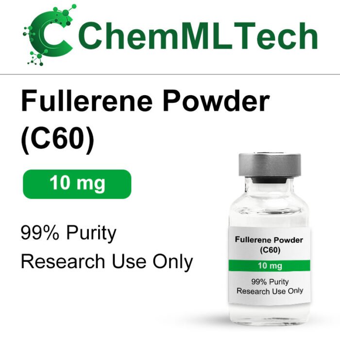 High-purity Fullerene C60 powder, 10mg vial labeled for research use only
