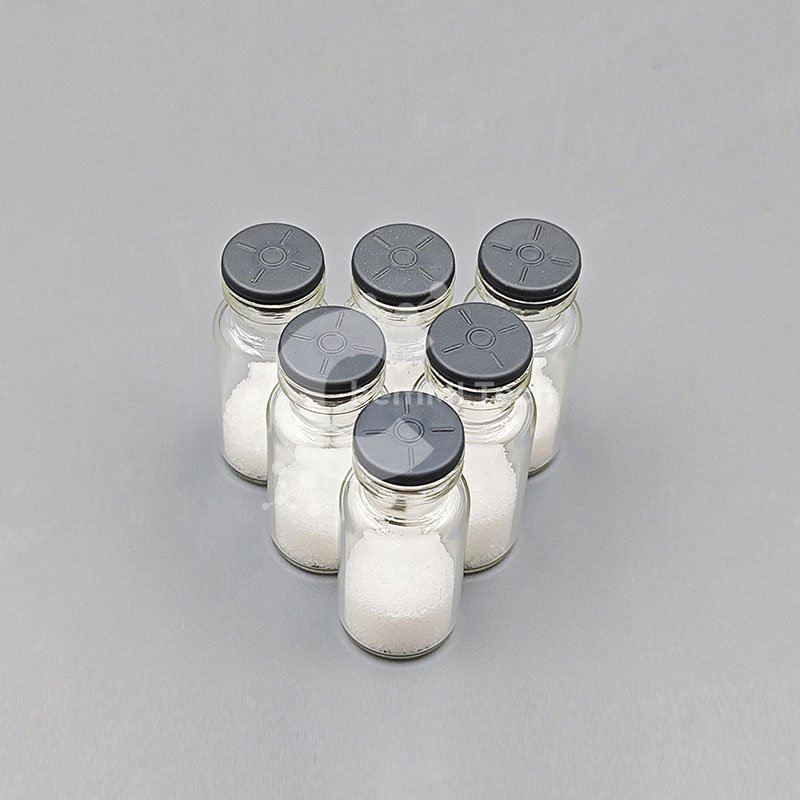 Six glass vials filled with lyophilized Glutathione Peptide Complex powder for antioxidant skincare and nutricosmetic use