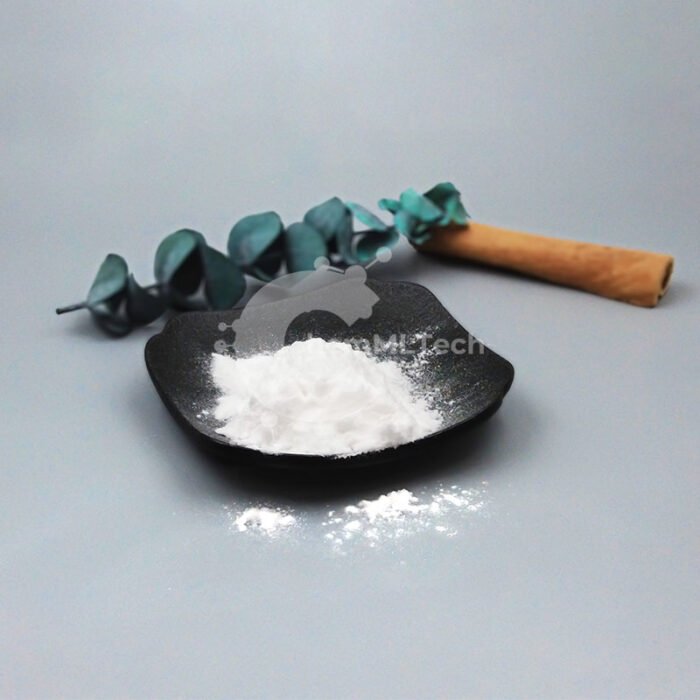 White crystalline powder of Calcium Bromide CAS 7789-41-5 displayed in black dish, applied in oilfield operations, chemical production, and water treatment