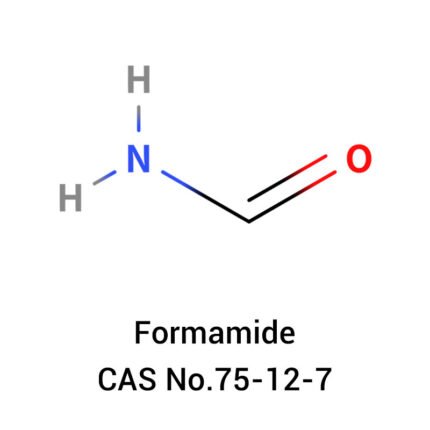 Formamide structural formula highlighting molecular structure with nitrogen, carbon, and oxygen atoms.