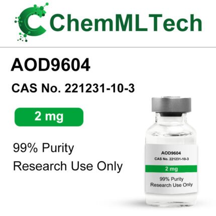 High-purity AOD9604 lyophilized peptide powder in 2mg vial from ChemMLTech