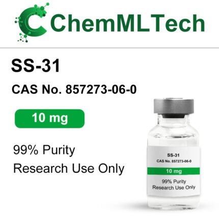 Vial labeled SS-31 peptide 10mg with 99% purity for research use only