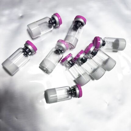 Collection of Semax freeze-dried peptide vials with purple caps for research purposes